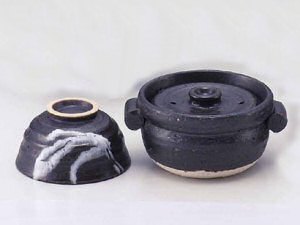 黒釉茶碗付ごはん鍋　１人用