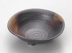 黒備前金茶吹き三つ足 鉢